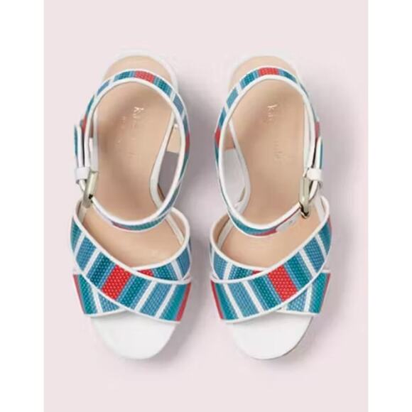 Kate Spade Grace Raffia Platform Sandals Size 7.5 - Picture 3 of 10